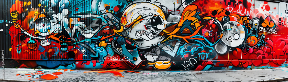 Poster explore the fusion of minimalist elements and vibrant street art through a wide-angle lens experimen