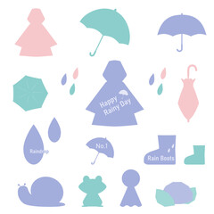 シンプルでかわいい雨の日のあしらい用アイコンセット