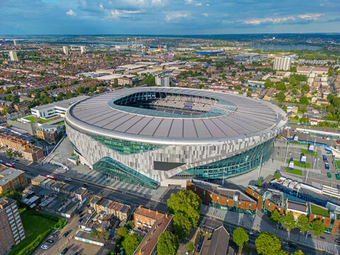 London. United Kingdom. Aerial image of Tottenham Hotspur Stadium.  15th August 2023.