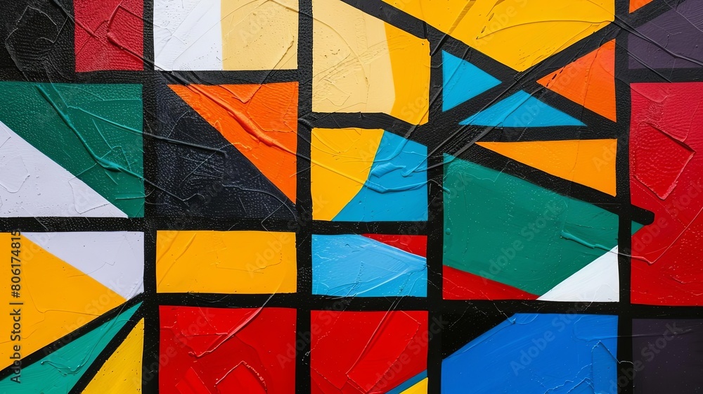 Poster abstract composition with intersecting lines and bold colors