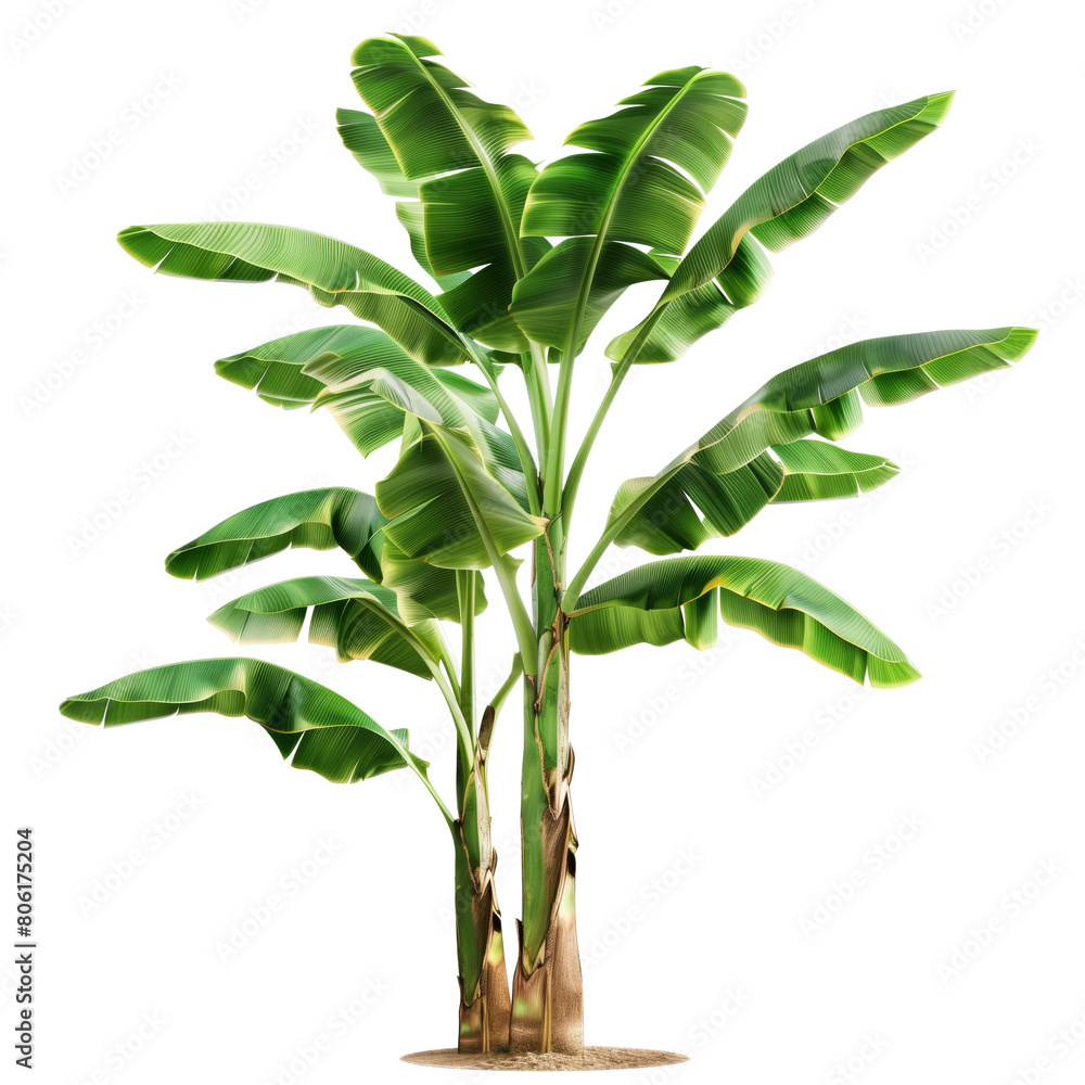 Aufkleber banana tree isolated with transparency background for garden design.