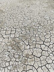 drought and global warming. cracked wall of a dry lake.