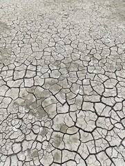 drought and global warming. cracked wall of a dry lake.