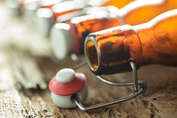 Crafted tradition: brown beer bottles with Bugel plugs. Capturing flavor, sealing excellence