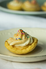 Group photo of homemade lemon meringues.