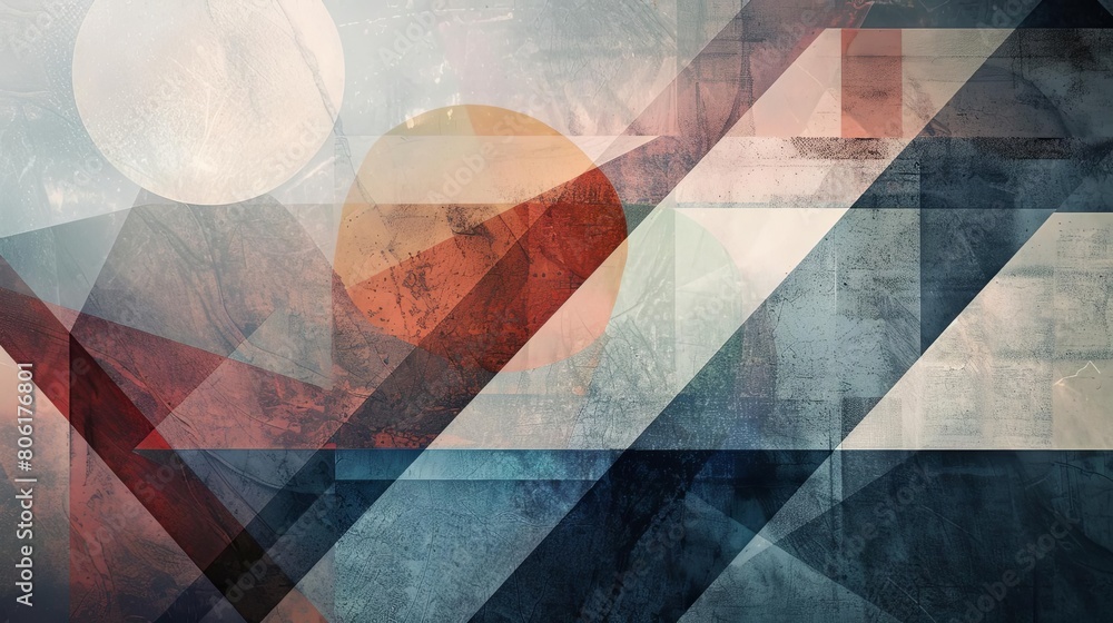 Poster abstract composition with transparent layers and celestial hues