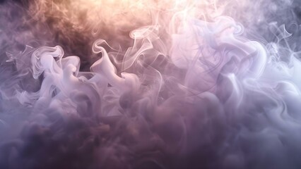 Thick smoke billowing with light peeking through from below. Concept Atmospheric Smoke, Glowing Light, Mystery and Intrigue