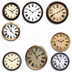 A collection of vintage-style wall clocks Transparent Background Images 