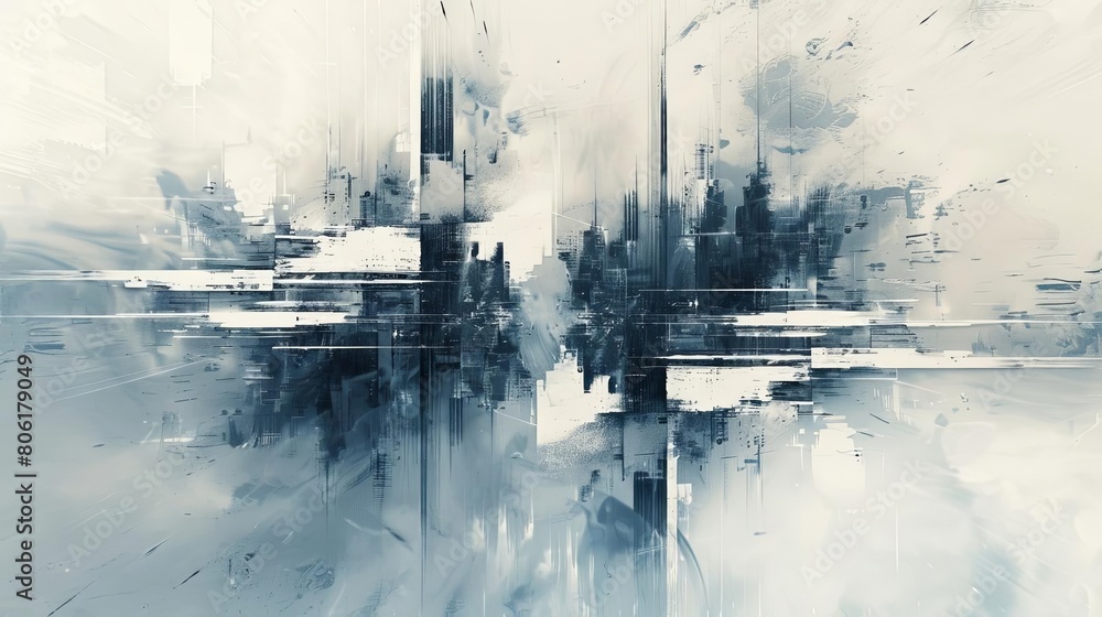 Aufkleber an abstract composition with transparent layers and interstellar tones featuring geometric shapes