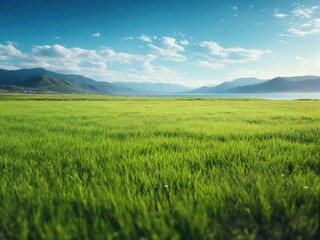 Fototapeta premium green field and blue sky