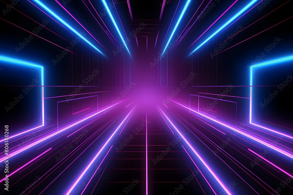 Poster abstract lines tech speed movement pattern design background concept, illuminating pink and blue neo