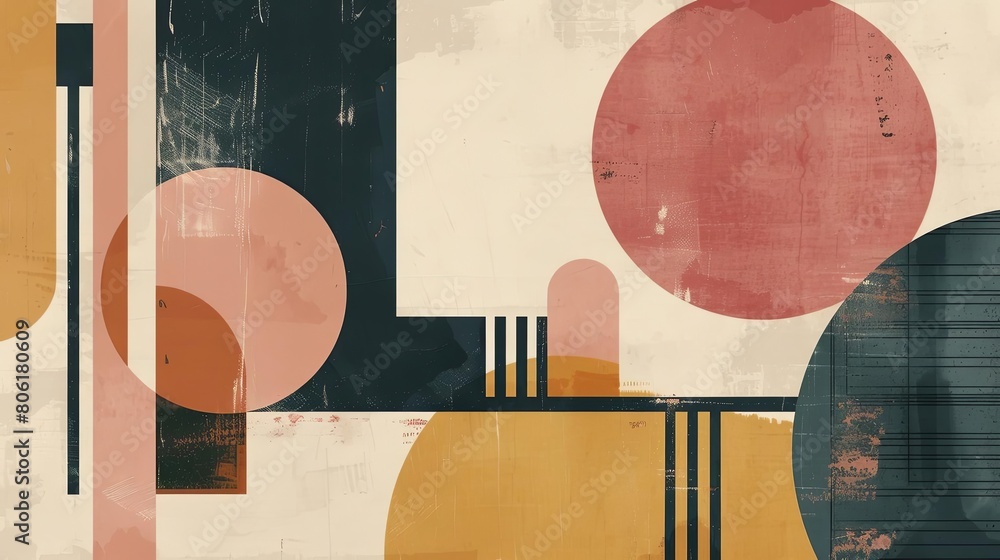 Poster clean and modern abstract composition with celestial shapes
