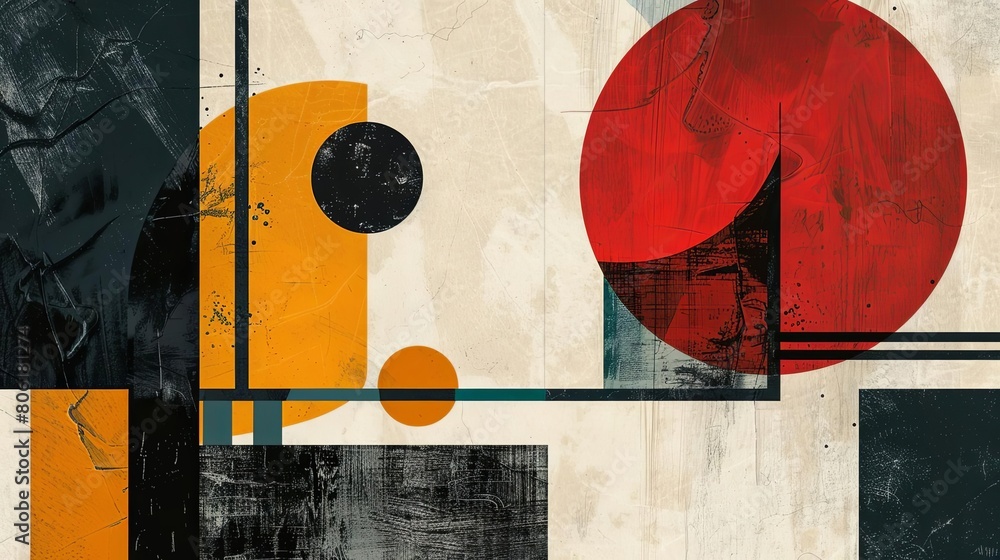 Poster clean and modern abstract composition with dynamic shapes and colors