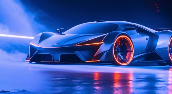 a super car on a neon background