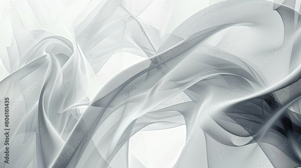 Poster clean and modern abstract composition with ethereal elements featuring a white curtain as the