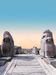 Alacahoyuk Lion Gate. Hittite civilization. Ancient and historical city. Corum, Turkey