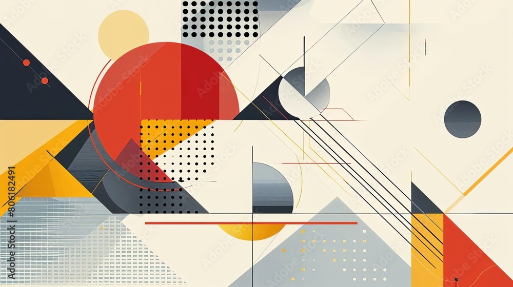 Poster clean and modern abstract composition with geometric patterns