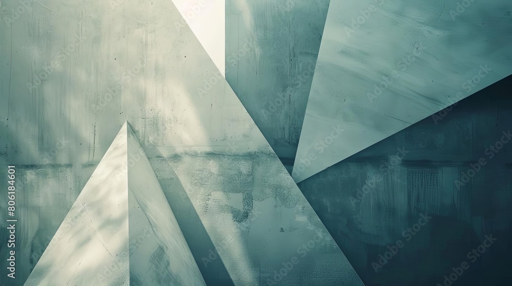 Poster clean and modern abstract composition with sharp angles, featuring a white wall as the main focus