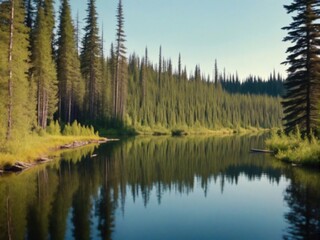 Obraz premium reflection of trees in the lake