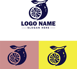 lemon icon Citron Lime Yellow fruit flat logo sign symbol editable vector