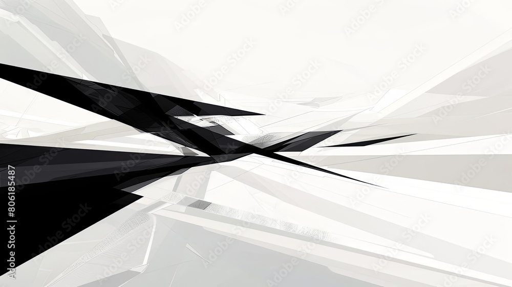 Poster clean and modern abstract composition with sharp angles, featuring a white square, a red circle, and