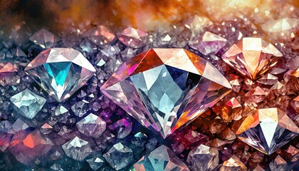  Set of diamonds; Diamonds texture poster with copy space.