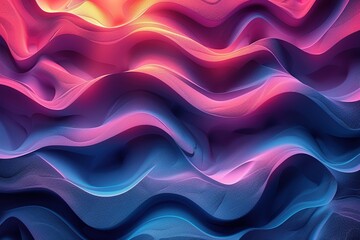 Obraz premium Abstract Neon Wavy Lines in Pink and Blue Shimmering Neon Light Waves