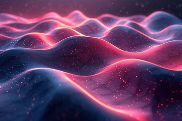 Abstract Neon Wavy Lines in Pink and Blue Shimmering Neon Light Waves