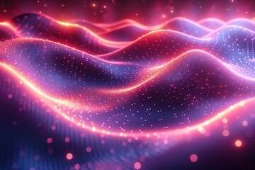 Obraz premium Abstract Neon Wavy Lines in Pink and Blue Shimmering Neon Light Waves