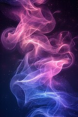 Abstract Neon Wavy Lines in Pink and Blue Shimmering Neon Light Waves