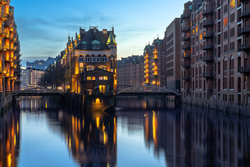 Wasserschloss in der Speicherstadt Hamburg, Deutschland