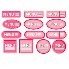 Set Of Variant Menu Button Design For Web Element