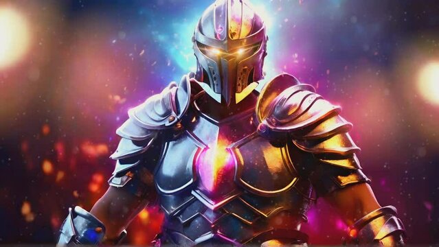 fierce gladiators with an aura of colorful magic power