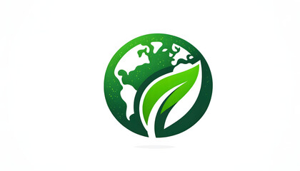 Stylish Green and White Eco-Friendly World Logo with Leaf Motif