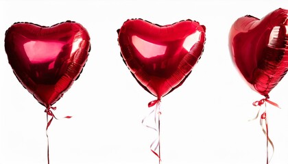 Set of heart balloons for Valentine's Day isolated on on white background