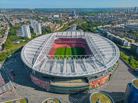 London. United Kingdom. 08/16/2023 Aerial image of The Emirates Stadium. Arsenal Football Club. 16th August 2023