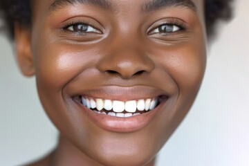 beaming smile with pearly white teeth, healthy glowing skin