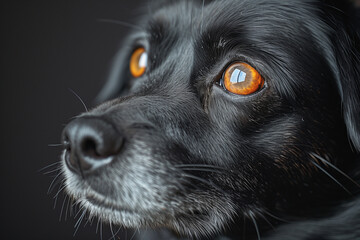 Intense Gaze of a Black Dog in Close-Up