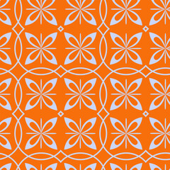Fototapeta premium Seamless pattern with symmetrical elements on orange background. Oriental background