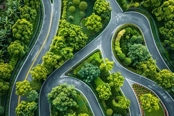 Winding Scenic Route Through Lush Greenery and Countryside Landscape