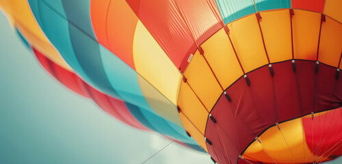 up close view of colorful hot air balloons against clear sky