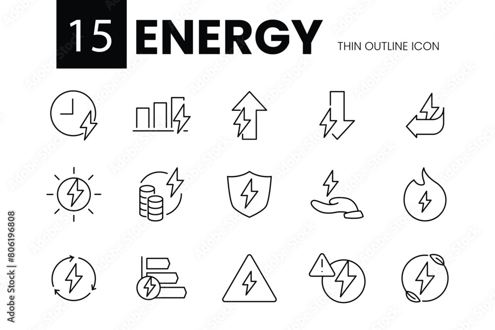 Poster energy thin outline vector design for website and mobile app