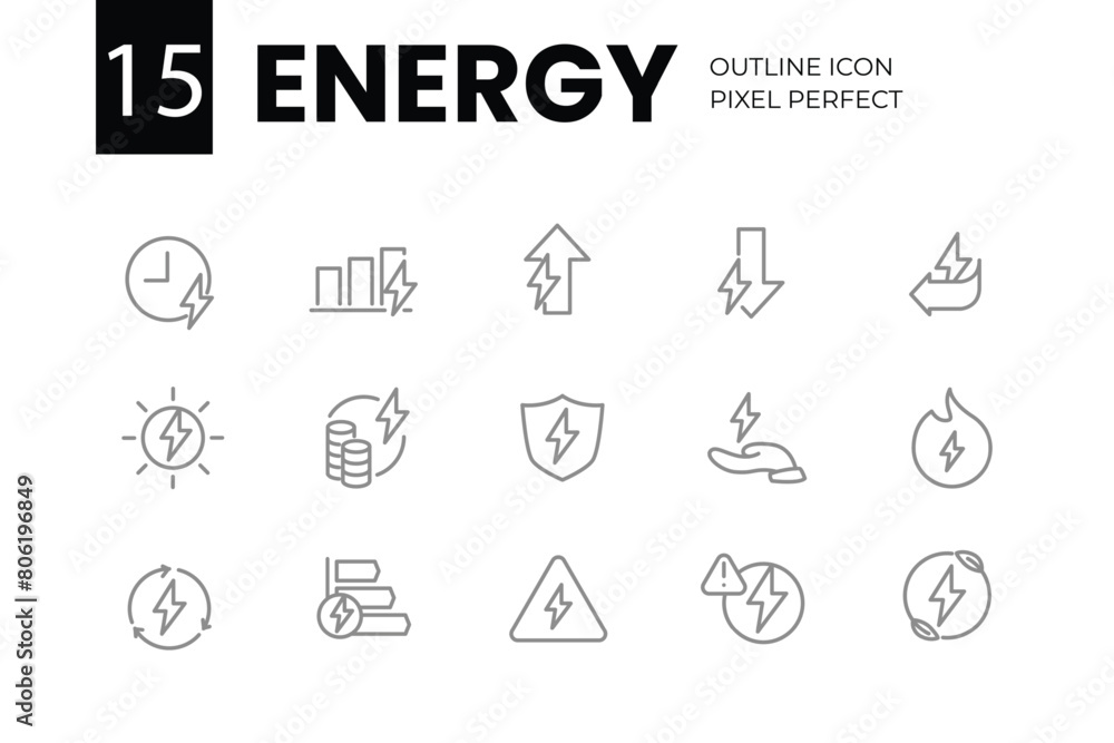 Poster energy outline icon pixel perfect vector design for website and mobile app