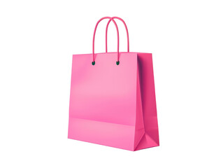pink paper shopping bag, PNG file of isolated cut-out object on transparent background, mockup template for the design, Shopping sale delivery concept