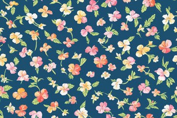 seamless vintage pink flower pattern on brown background