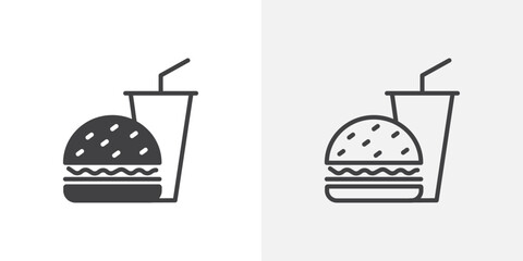 Fast Food Set Icon Set. Quick Meal Vector Symbol.