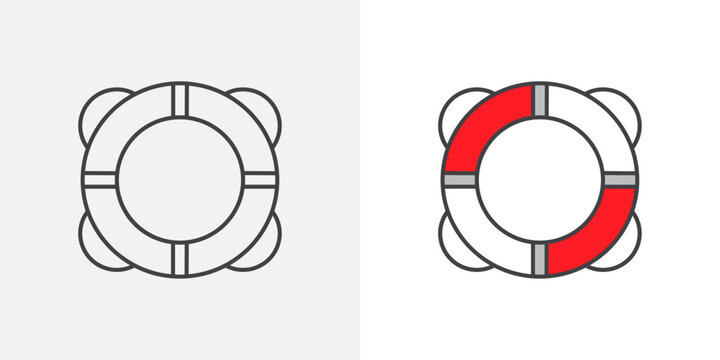 Lifeguard Buoy Icon Set. Rescue Gear Vector Symbol.