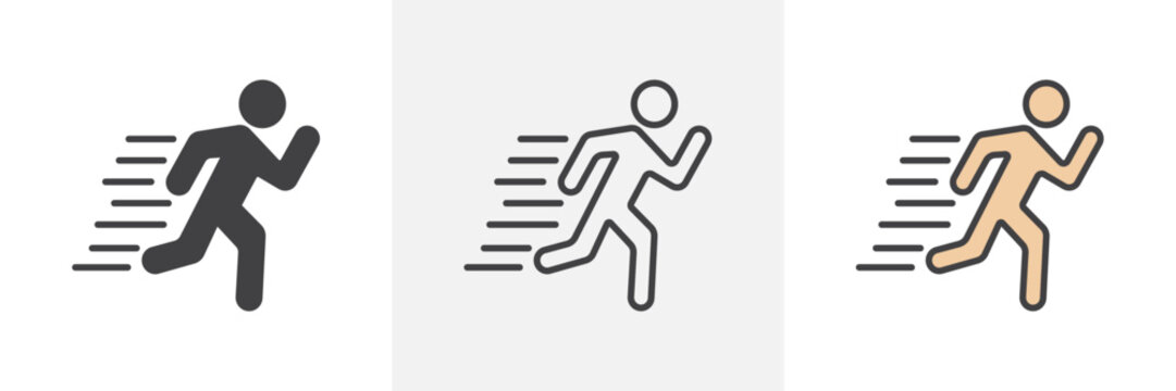 Marathon Icon Set. Endurance Running Vector Symbol.