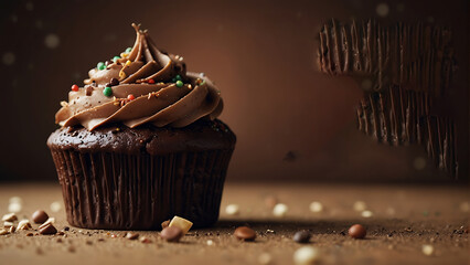chocolate cupcake with cream Irresistible Delights Chocolate Cupcake Banner