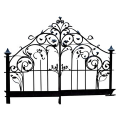 A decorative wrought iron fence segment with floral patterns Transparent Background Images 